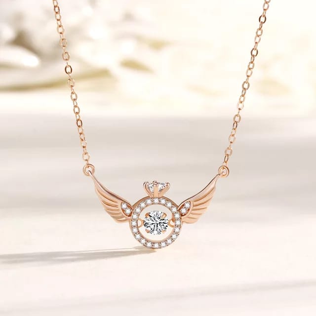 Sparkling Wings of Grace Necklace - Stainless